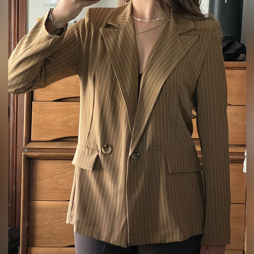 Tan Pinstripe Blazer